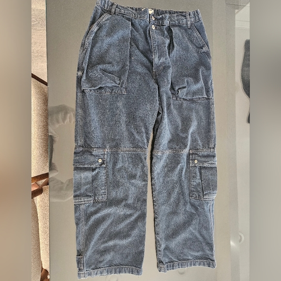 Free People Marx Slouchy Cargo Jeans Tab Button Detail Wideleg - Picture 6 of 13